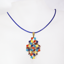 Pendant 65cm - Xochitl Rhombus S-Purple Leather - Pendant 65cm - Laiton bronze